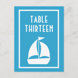 Sailboat Table Numbers (Blue / White) Postcard