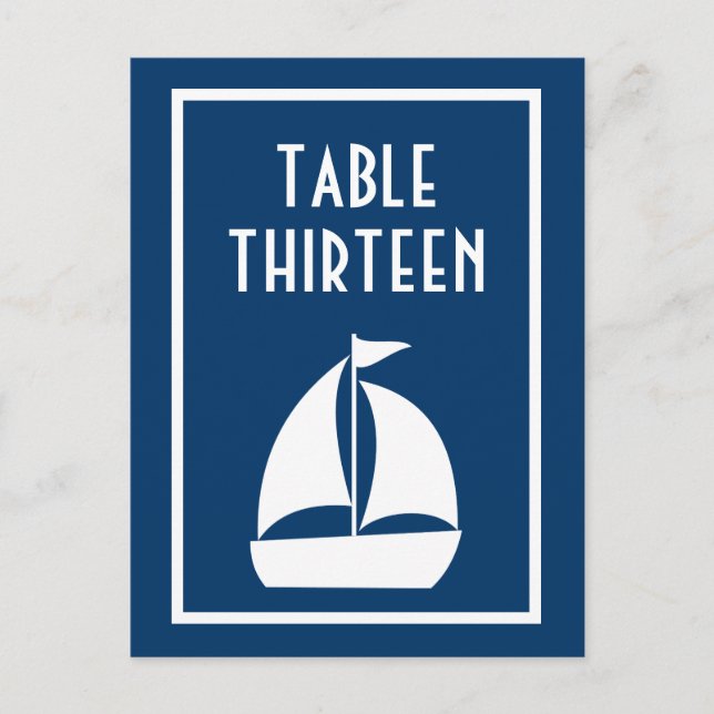Sailboat Table Numbers (Dark Blue / White) Postcard (Front)
