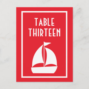 Sailboat Table Numbers (Red / White) Postcard