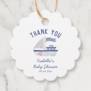 Sailboat Thank You Boy Baby Shower Favour Tags