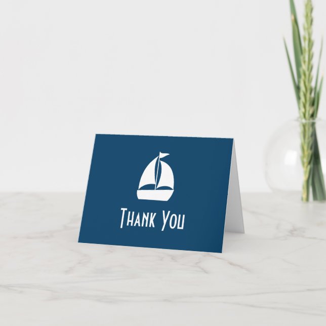Sailboat Thank You Note Cards (Navy Blue) (Front)