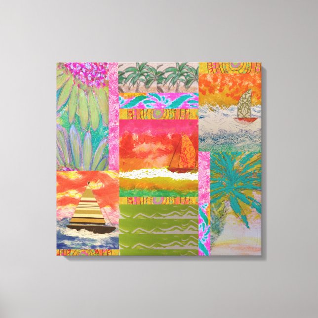 Sailboat Tropical Abstract Stretched Canvas Print (Front)