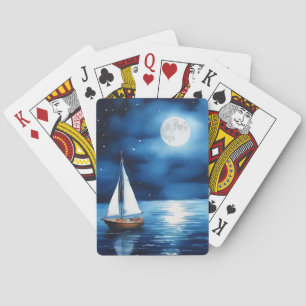 Sailboat Under a Full Moon Journal Playing Cards