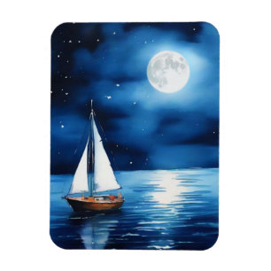 Sailboat Under a Full Moon Magnet