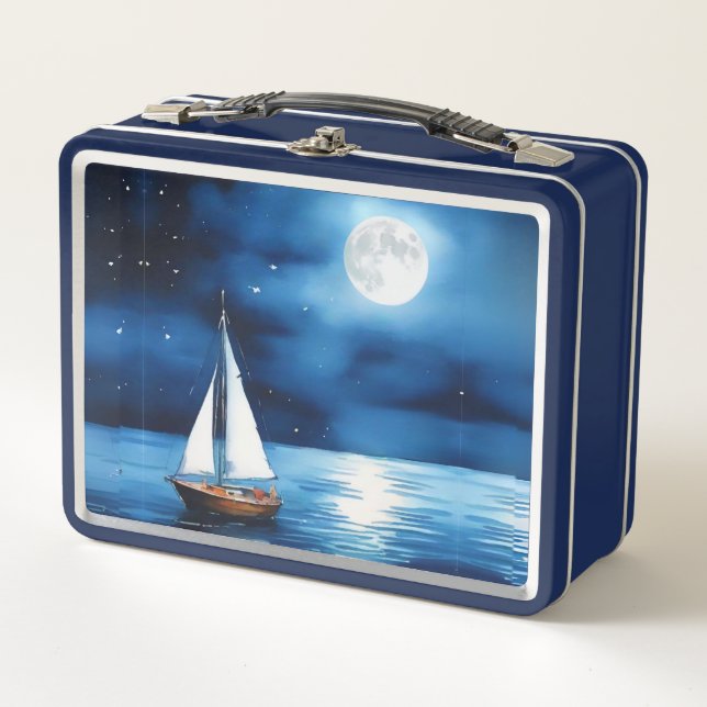Sailboat Under a Full Moon  Metal Lunch Box (Front)
