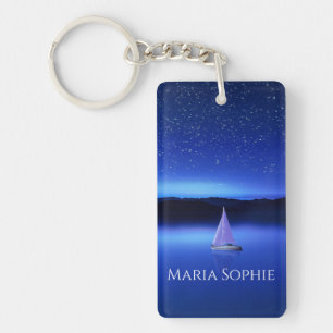 Sailboat under a Starry Night Sky Key Ring
