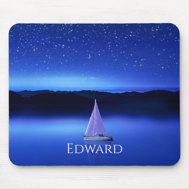Sailboat under a Starry Night Sky Mouse Mat (Front)