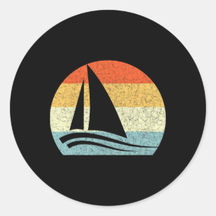 Sailboat Vintage Retro Throwck Vacation Classic Round Sticker