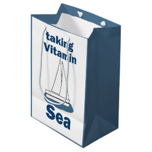 Sailboat Vitamin Sea Funny Nautical Quote Medium Gift Bag