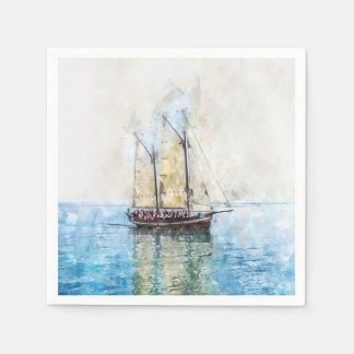 Sailboat Watercolor Paper Napkins