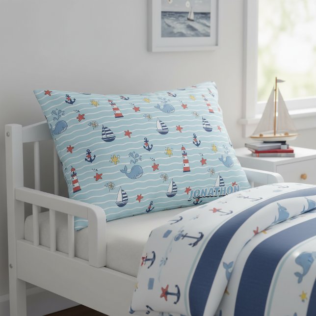 Sailboat, Wave and Whale Pattern ID1228 Pillowcase (Creator Uploaded)