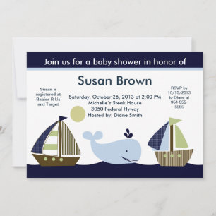 Sailboat /Whale Baby Shower Invitation