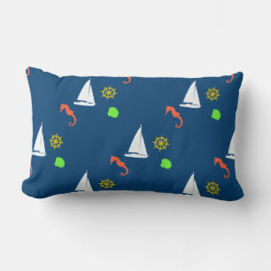 Sailboat with Blue Background Pillow in Two Sizes