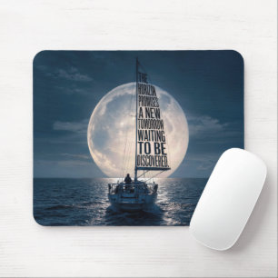Sailboat with Inspirational Quote in Moonlight Mouse Mat