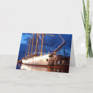 Sailboat with Lights Holiday Card