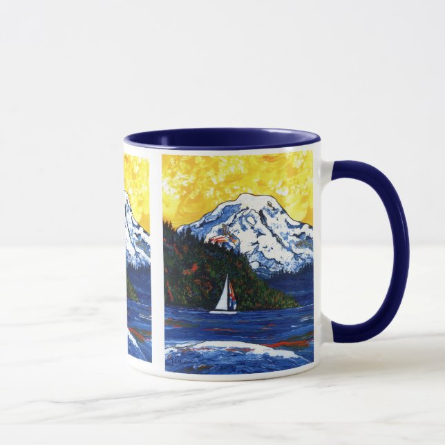 Sailboat with Mt Rainier Mug (Right)