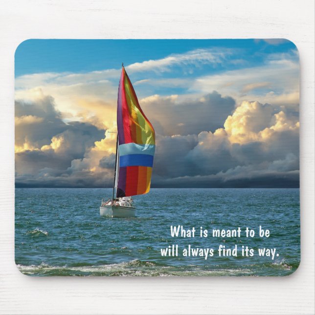 Sailboat with Rainbow Spinnaker Mouse Mat (Front)