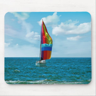 Sailboat with Rainbow Spinnaker  Mouse Mat