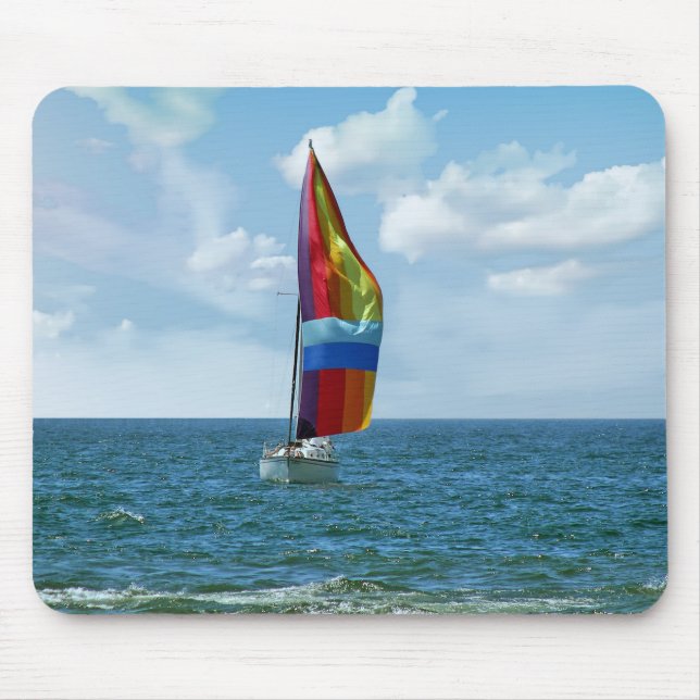 Sailboat with Rainbow Spinnaker  Mouse Mat (Front)