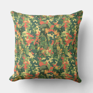 Sailboat with scarlet sails watercolor pattern cushion