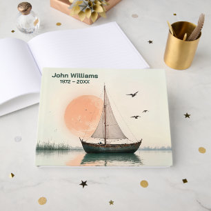 Sailboat With Seagulls For Memorial Service Guest Book