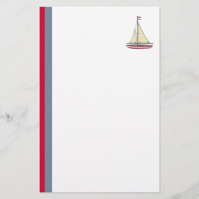Sailboat with Stripes Stationery (Front)