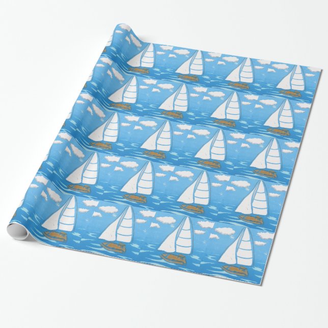 Sailboat Wrapping Paper (Unrolled)