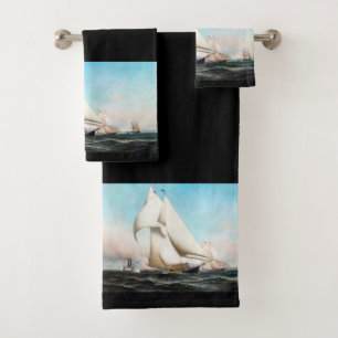 Sailboat Yacht Boat Race Ocean Bath Towel Set