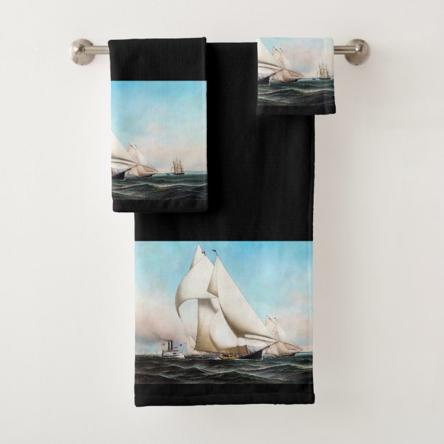 Sailboat Yacht Boat Race Ocean Bath Towel Set (Insitu)