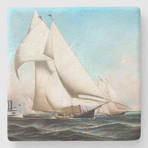 Sailboat Yacht Boat Race Ocean Sea Stone Coaster