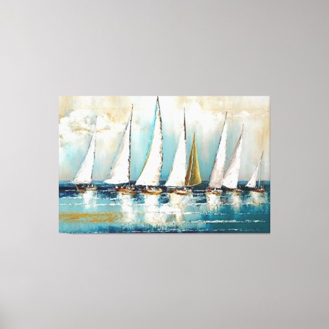 Sailboats, Abstract Art, Modern Art, Nautical, Sea Canvas Print (Front)