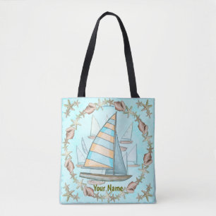 Sailboats all over tote bag