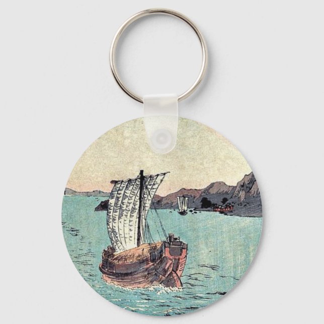 Sailboats and Mount Fuji by Yamamoto, Shokoku Key Ring (Front)