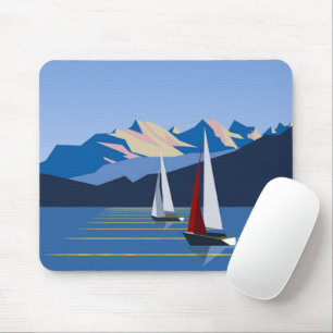Sailboats And Mountains photo Mouse Mat