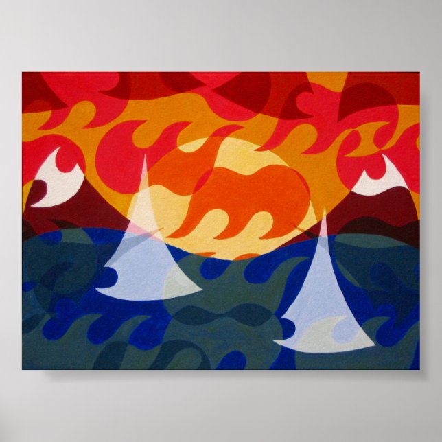 Sailboats and Mountains Poster (Front)