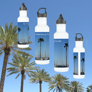Sailboats and Palm Trees  St Petersburg Florida 710 Ml Water Bottle