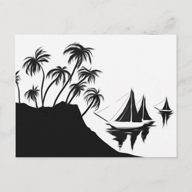 Sailboats and Palms Postcard (Front)