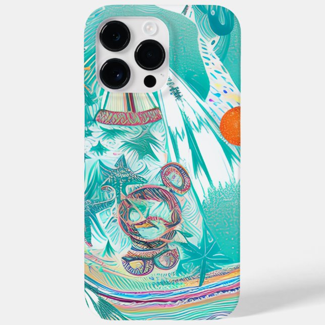 Sailboats and Sea Creatures Abstract Beachy Art Case-Mate iPhone Case (Back)