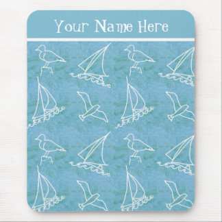 Sailboats and Seagulls Customisable Mousepad