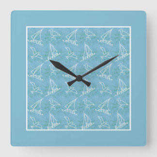 Sailboats and Seagulls Square Wall Clock