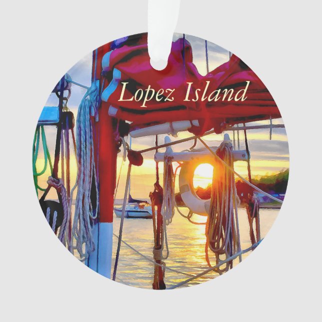 Sailboats and Sunset Lopez Island Acrylic Ornament (Front)