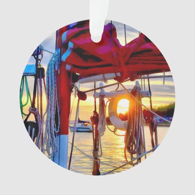 Sailboats and Sunset Lopez Island Acrylic Ornament (Front)