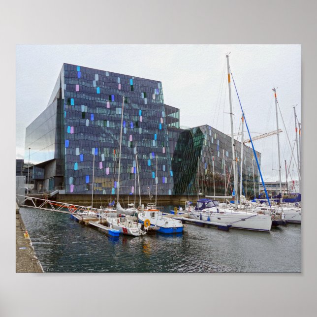 "Sailboats at Harpa Concert Hall, Iceland Poster (Front)