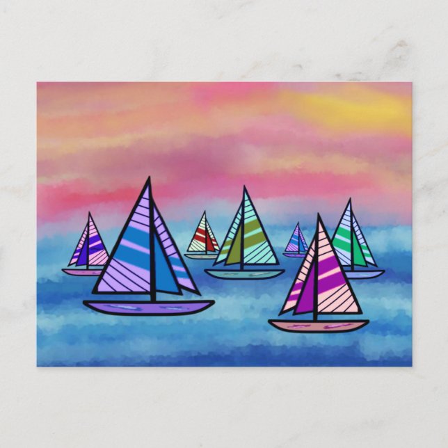 Sailboats at Sunset Postcards (Front)
