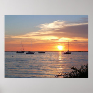 Sailboats at Sunset  - Poster