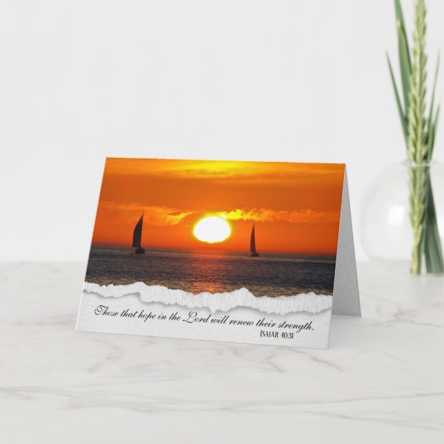Sailboats At Sunset Sympathy Card (Front)