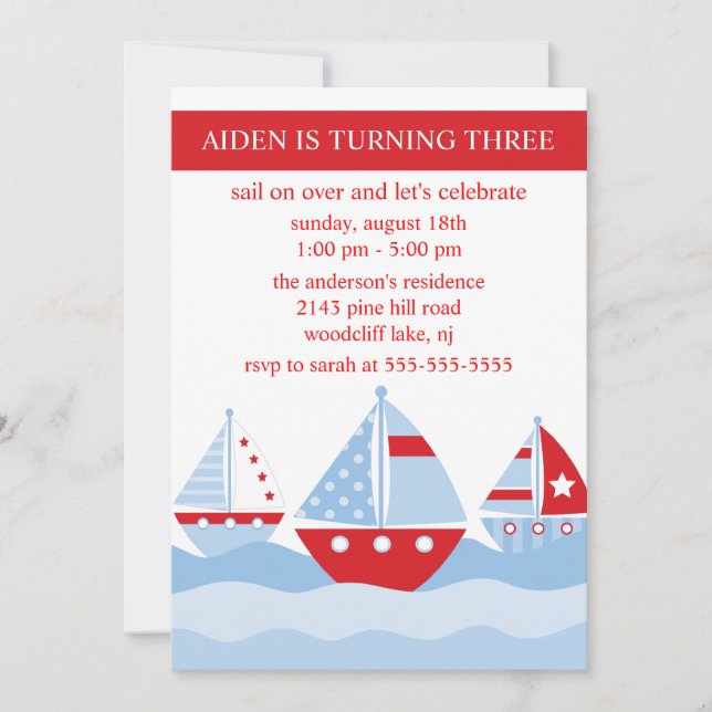 SAILBOATS Birthday Invitation (Front)