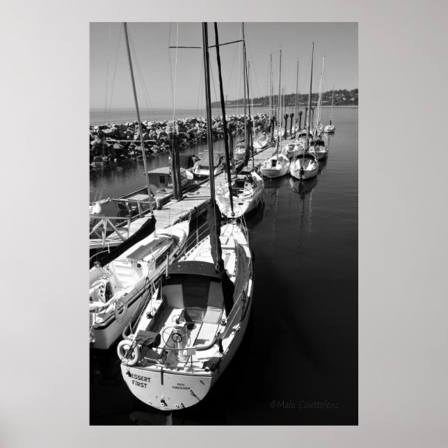 Sailboats Black and White Poster (Front)