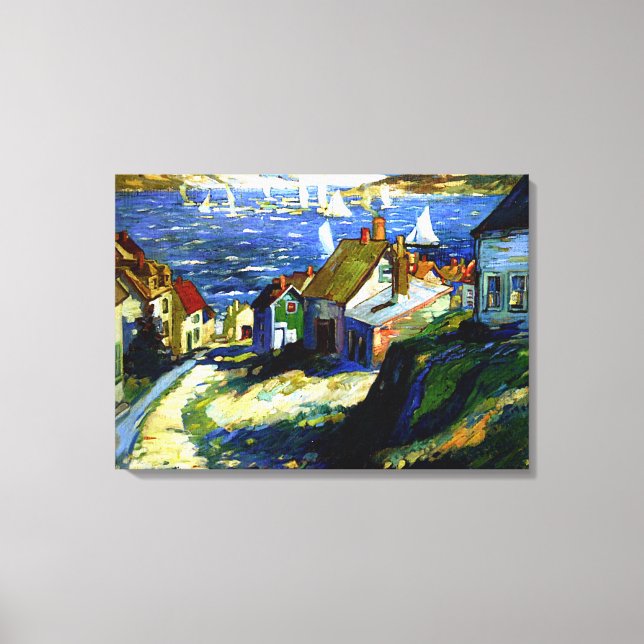 Sailboats by the Harbour, fine art painting Canvas Print (Front)