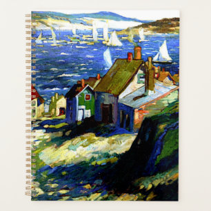 Sailboats by the Harbour, fine art painting Planner